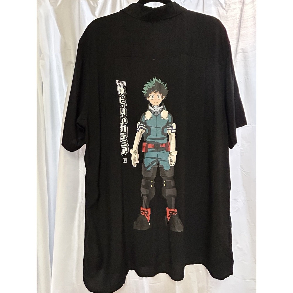 My‎ Hero Academia Shirt Mens Primitive Anime Deku SZ XL Black Button Down